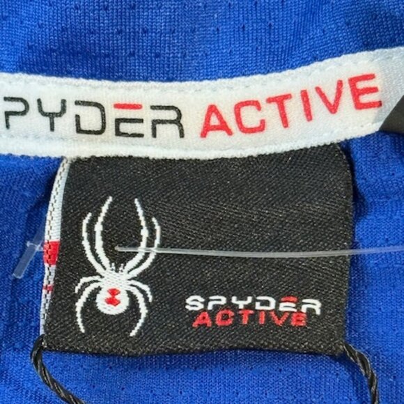 Spyder Shirt Men's Mock Neck Long Sleeve Active Pro Web Blue Stretch Large NWT - Picture 15 of 16